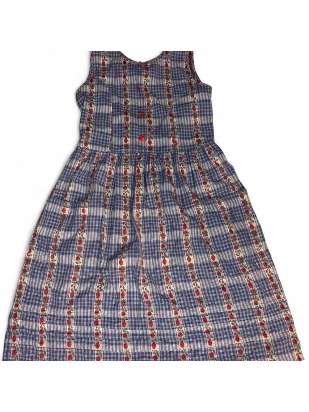 Vtg Christie Brooks Plaid Babydoll Dress Cotton - Size L (14)